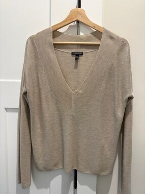 Eileen Fisher Silk Blend Taupe V-Neck Sweater